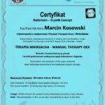 dyplom terapia manualna moduł OEX, fizjoterapeuta Marcin Kosowski, RehaFit Wrocław