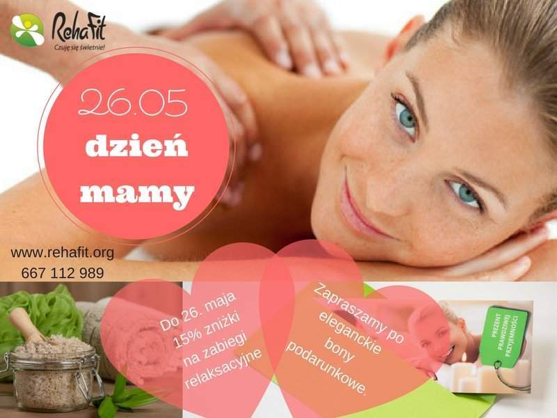 Z pewnością każda Mama w tym wyjątkowym dniu ucieszy się z zaproszenia na masaż lub zabieg relaksacyjny, kt&oacute;ry to pozwoli się jej odprężyć i odpocząć od codziennych spraw.